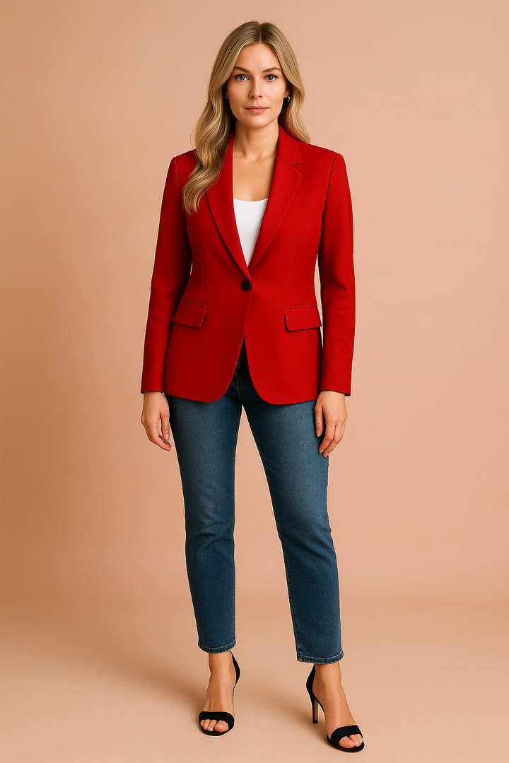 Classic women's fitted blazer in professional style, perfect for office wear & business fashion.