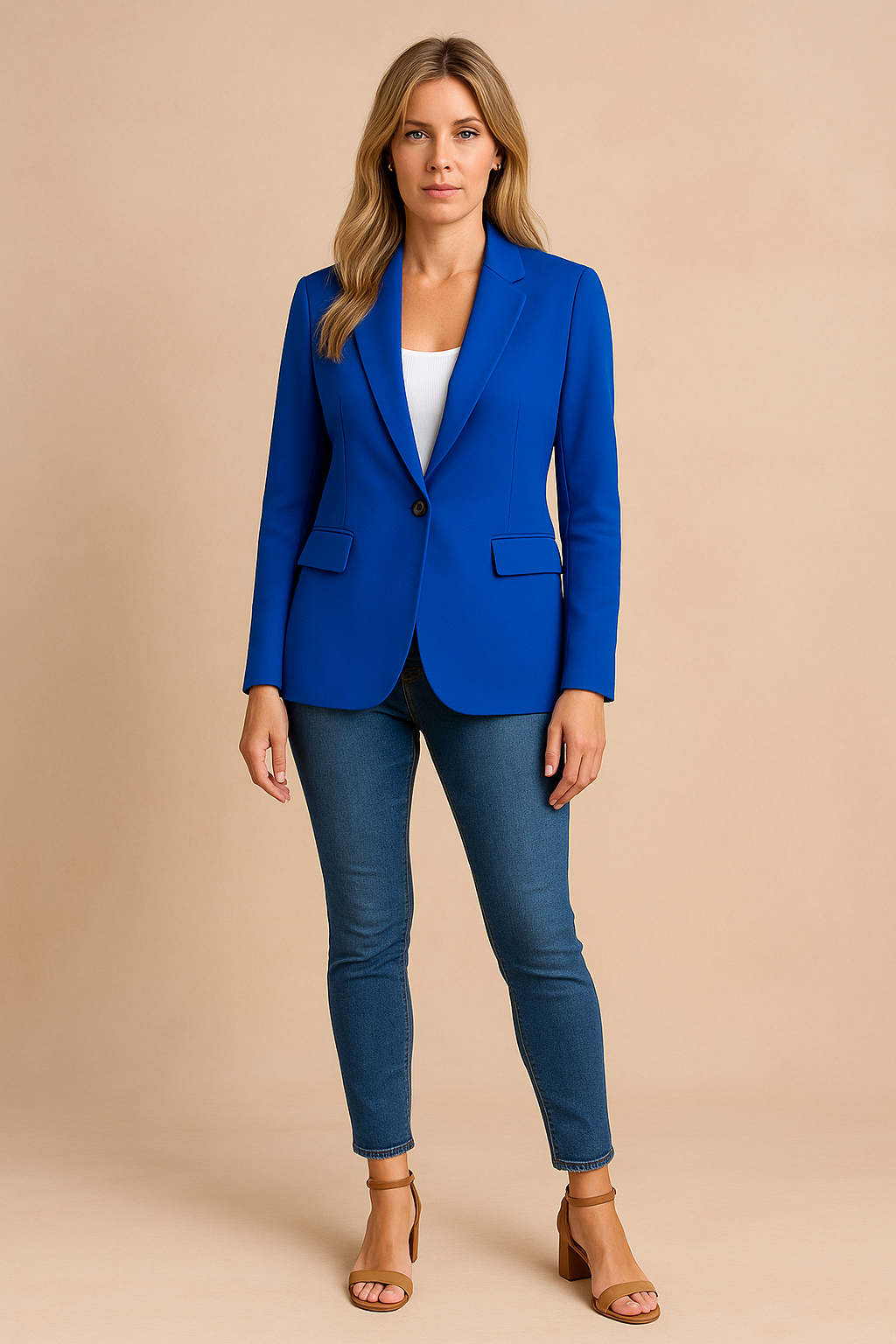 Sophisticated classic women's blazer, ideal workwear & versatile fashion for professional style.