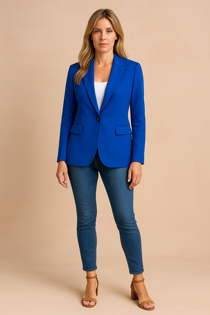 Sophisticated classic women's blazer, ideal workwear & versatile fashion for professional style.