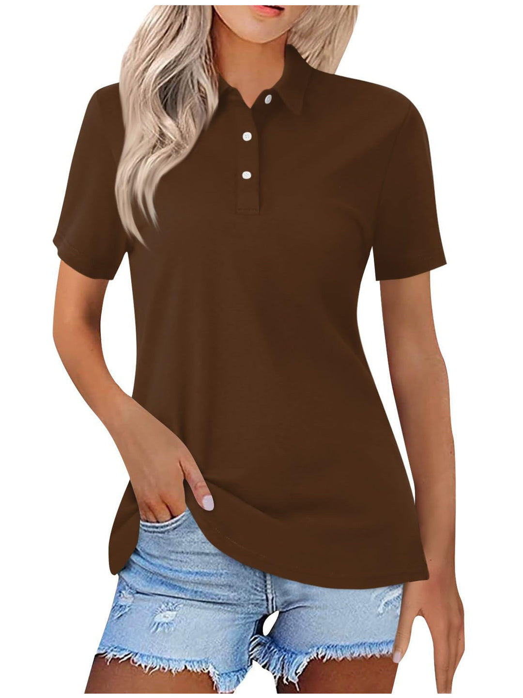 Comfortable women's short sleeve polo, a classic smart casual top for everyday wear.