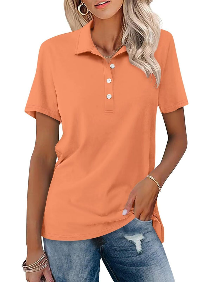 Everyday style women's short sleeve polo, classic & comfortable for versatile outfits.