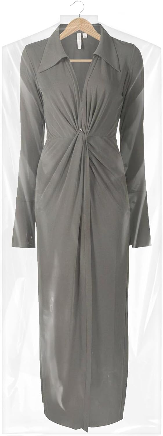 Protective clothing covers, 50 clear garment bags, ideal for closet organization.