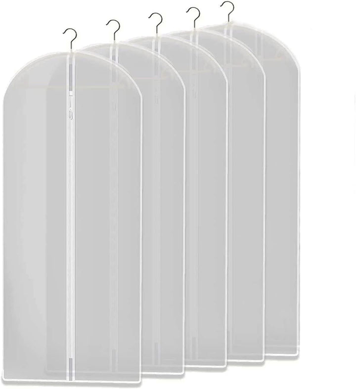 Clear garment storage bags (10-pack) for dustproof clothing protection & closet organization.