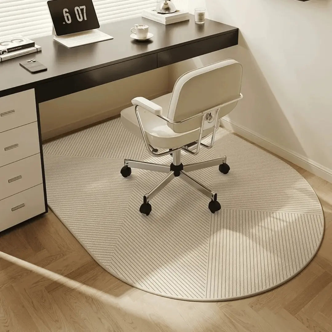 Non-slip office chair mat for hard floors and carpets. Geometric design provides floor protection for desk chairs.