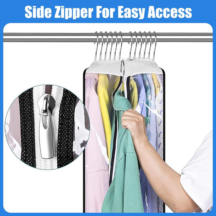 PEVA garment storage covers (6-pack) keeping clothes dust-free, wrinkle-free, and organized.