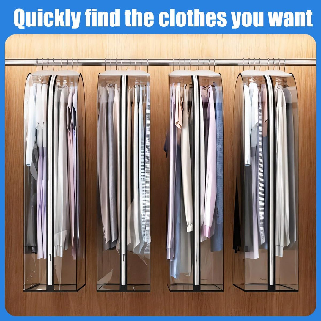 Unisex transparent garment storage covers: 6-pack for suits, dresses & jackets, dustproof.