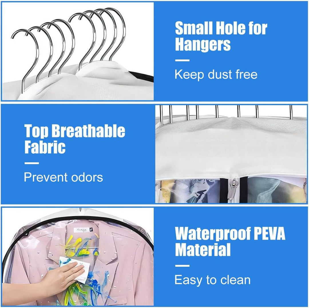 Garment covers 6-pack: PEVA, clear, and essential for closet storage & clothing protection.
