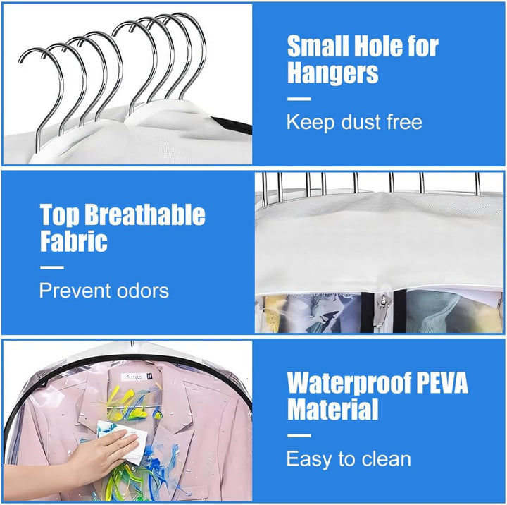 Garment covers 6-pack: PEVA, clear, and essential for closet storage & clothing protection.