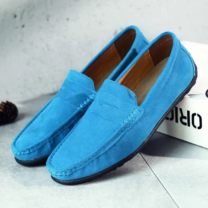 Men's sophisticated slip-on penny loafers, designed for spring and summer everyday comfort and smart casual wear.