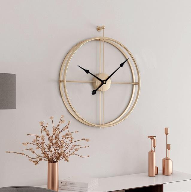 Modern luxury large metal wall clock featuring a unique geometric design & silent quartz movement.