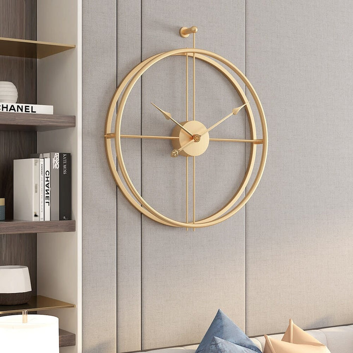 Silent quartz large wall clock. Geometric metal design adds a luxury touch to any modern home decor.