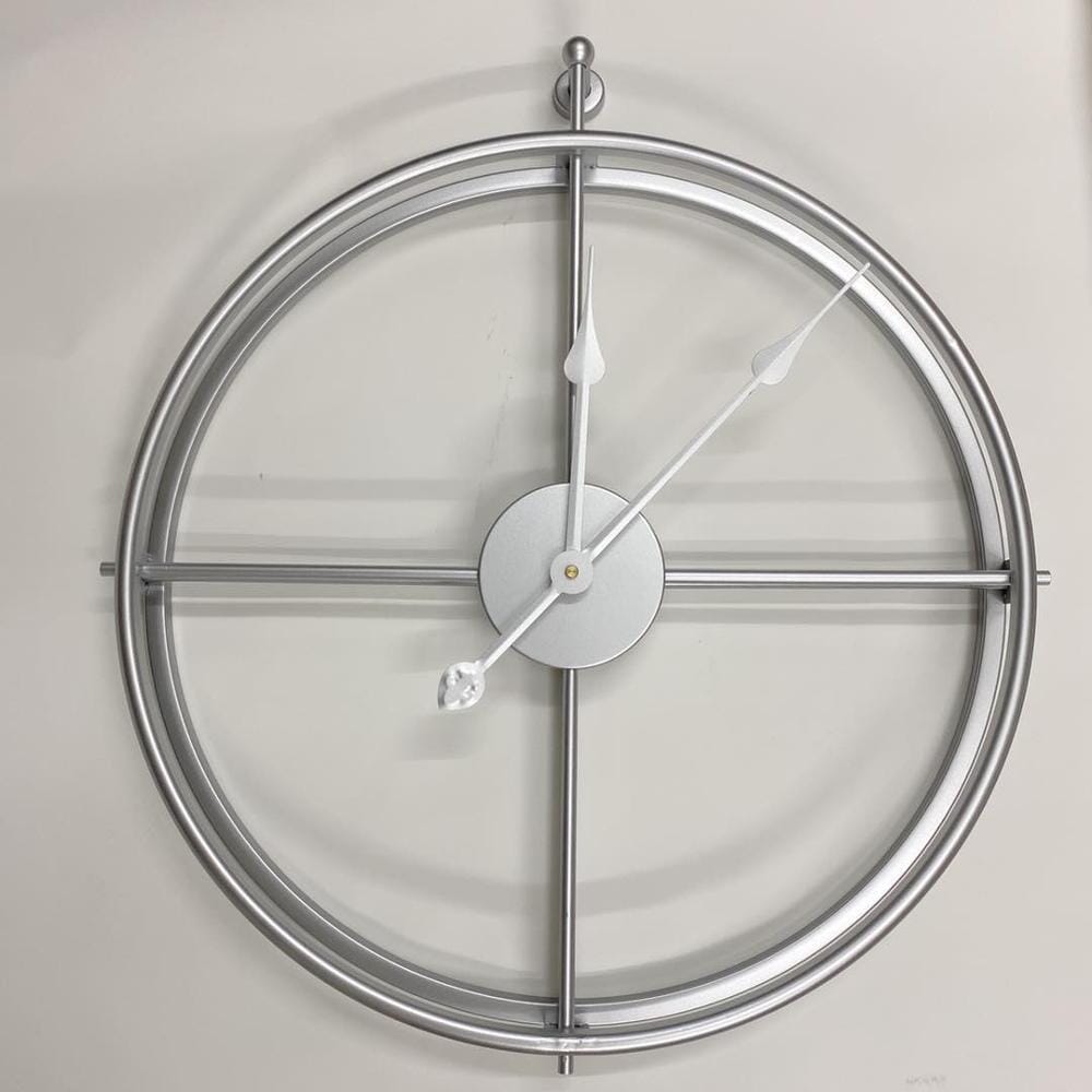 Eye-catching large wall clock with a geometric metal frame and silent quartz movement for living room.