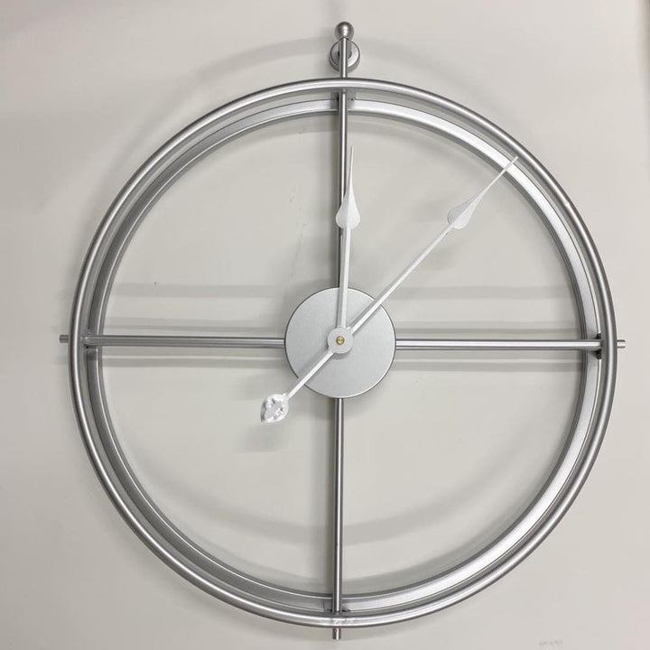 Eye-catching large wall clock with a geometric metal frame and silent quartz movement for living room.