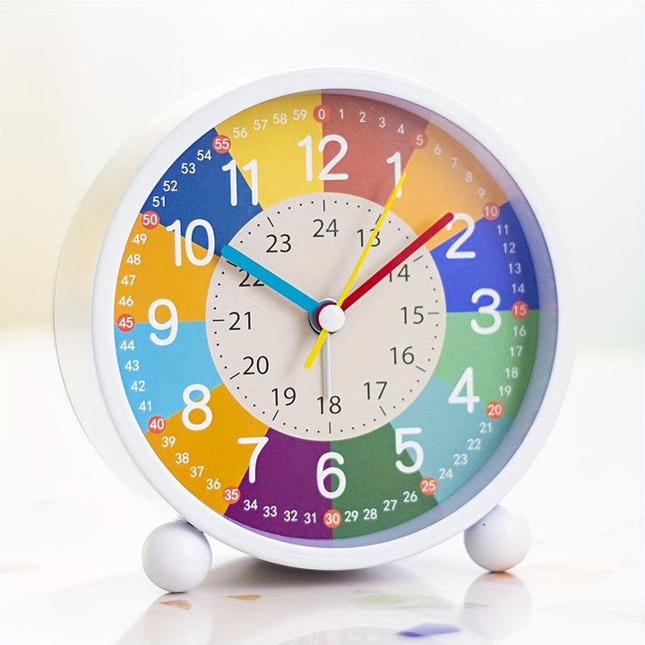 Silent educational alarm clock for kids, helping children learn time without distractions. Durable & colorful.