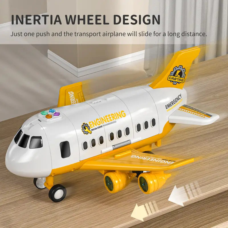 Bright colorful interactive airplane toy for children, ideal for playtime, imagination, and early education.