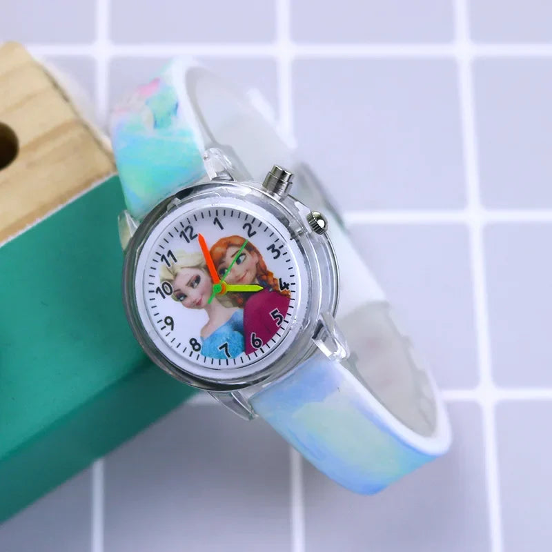 Pretty girls' character watch, glow-in-the-dark silicone timepiece, perfect for young fashionistas.