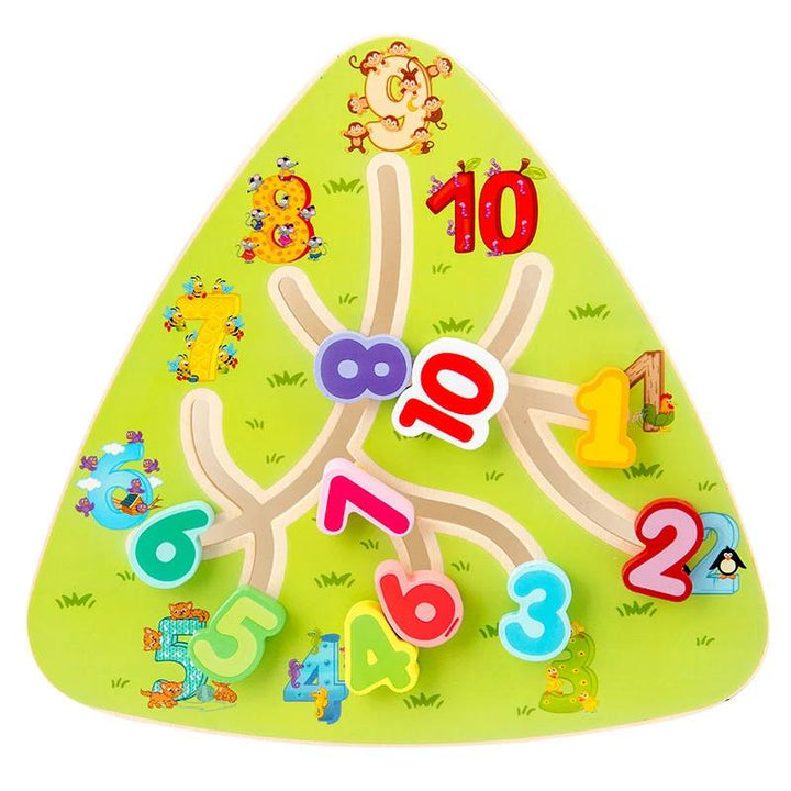 Montessori wooden activity board for preschoolers, promoting brain development, learning, and sensory play.