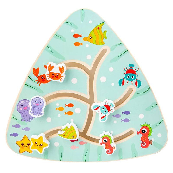 Interactive wooden maze board, a durable preschool toy for early education and developing essential fine motor skills.