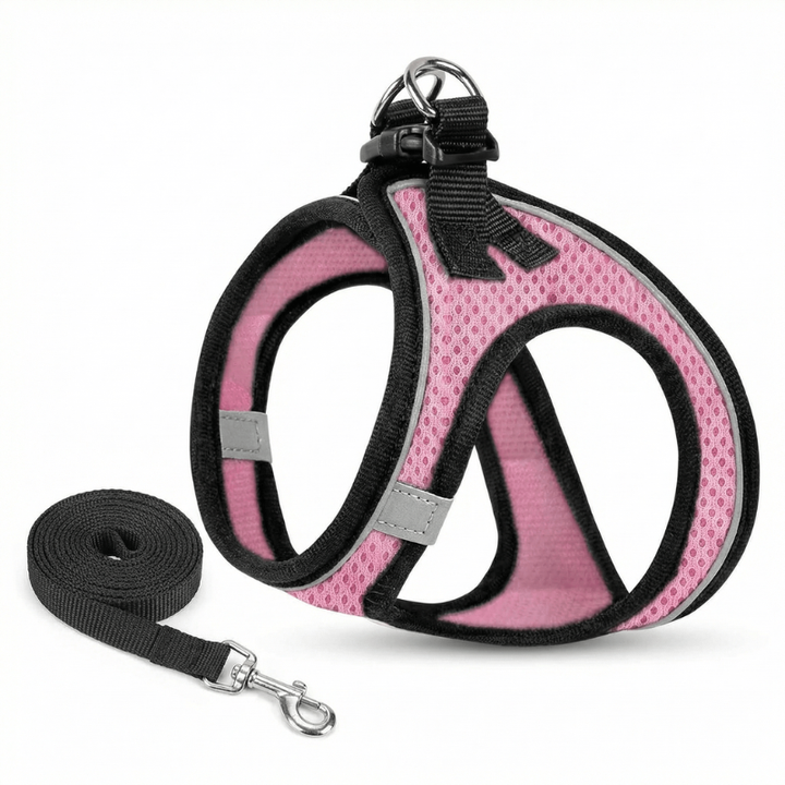 Feline walking harness: adjustable, escape-proof, & comfort-fit. Reflective design for safe outdoor adventures with your cat.