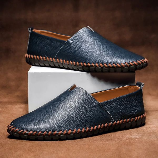 Comfortable men's slip-on loafers in classic brown, perfect for everyday casual wear & versatile style.