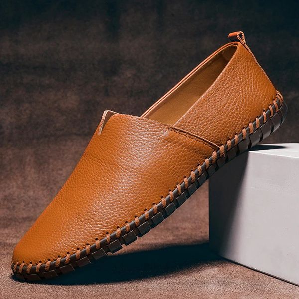Stylish men's leather loafers, a versatile slip-on shoe for both casual and semi-formal outfits.