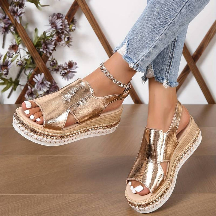 Platform wedge sandals for women offering orthopedic foot support and all-day comfort, ideal for summer.