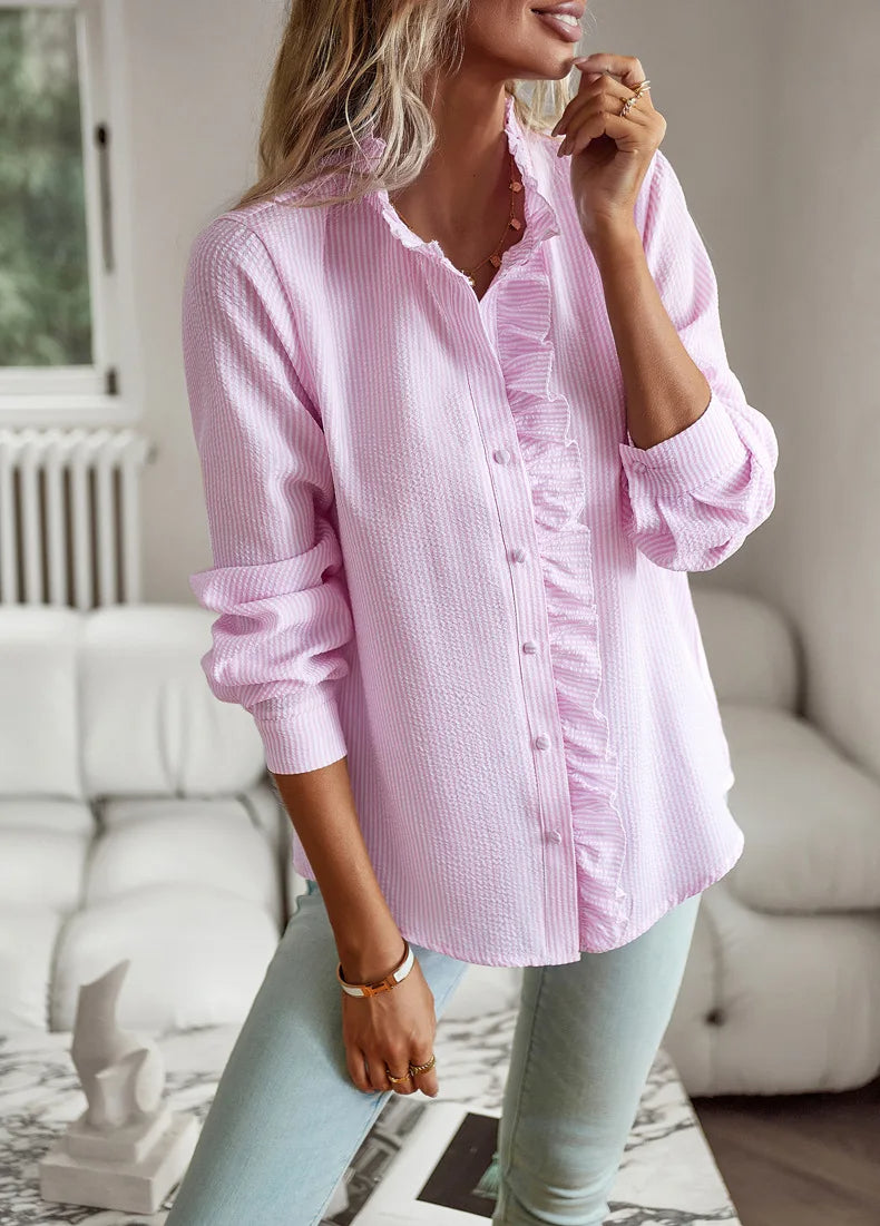 Classic women's stylish blouse, an essential versatile wardrobe staple for any day.