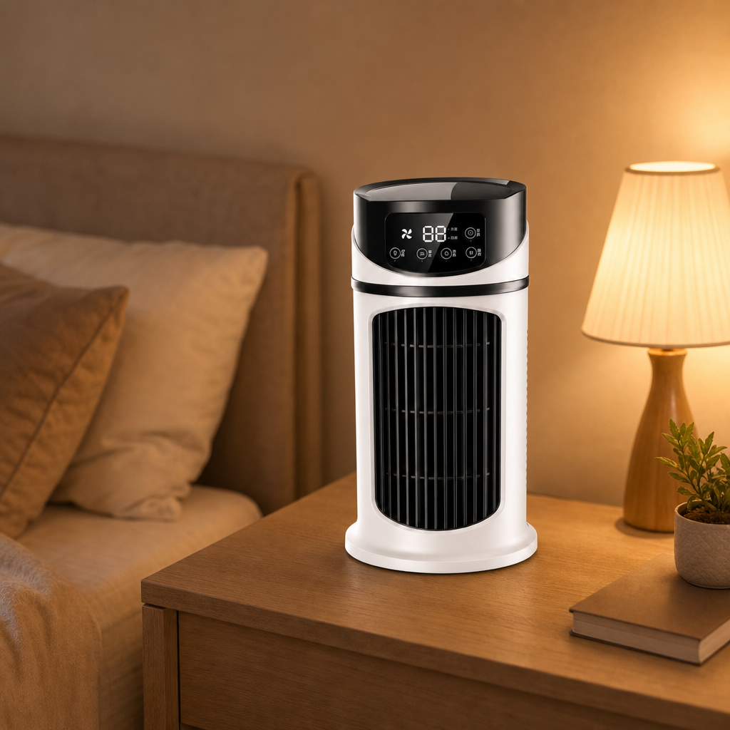 Desktop USB air cooler and fan provides personal cooling comfort for your office or home workstation.