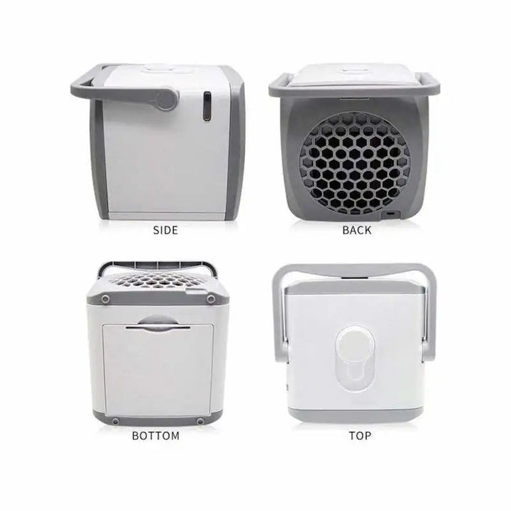 Mini personal cooler, room humidifier, air purifier & aromatherapy diffuser. USB powered for ultimate portability.