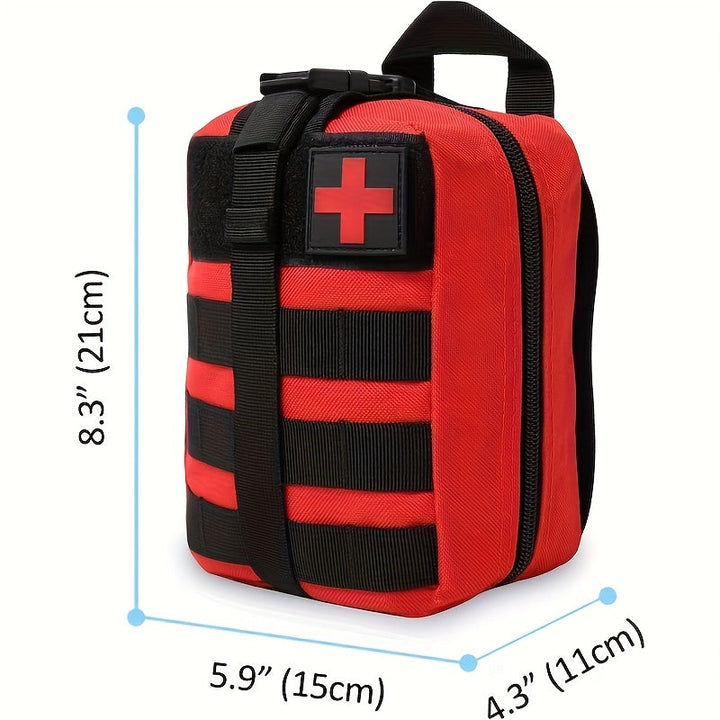 Complete first aid kit with tourniquet, perfect for outdoor survival, camping, hiking, and travel preparedness.