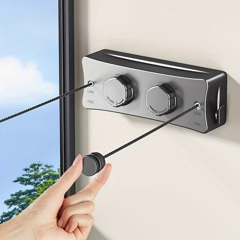 Compact foldable double clothesline for space-saving indoor & outdoor laundry drying.