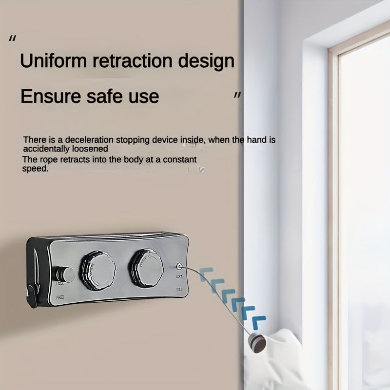 Wall-mounted foldable clothesline, perfect for compact laundry drying indoors & outdoors.