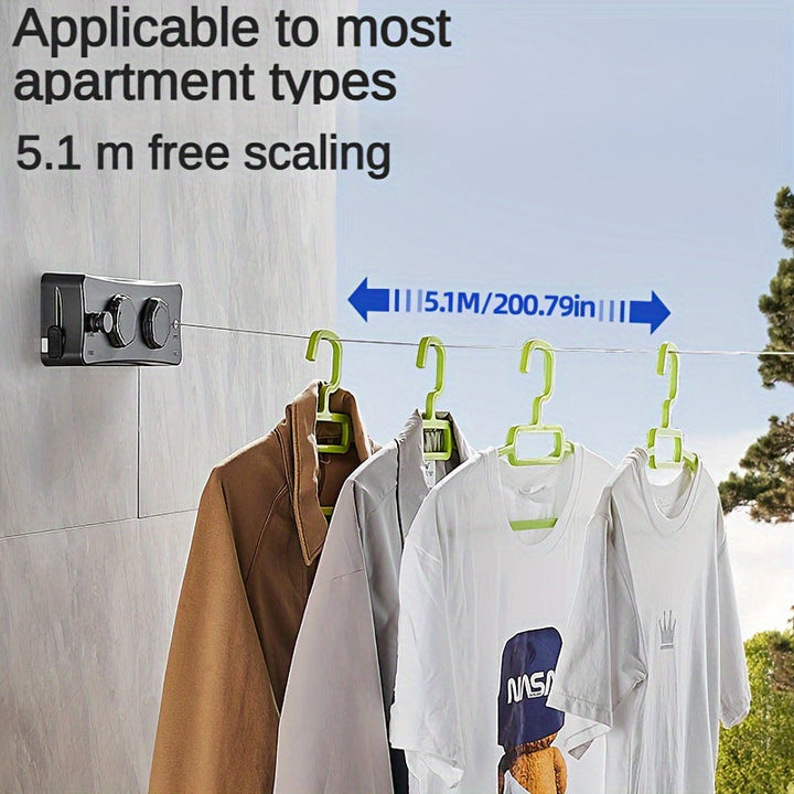 Efficient space-saving clothesline, a retractable double drying rack for any home.