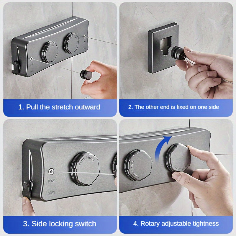 Indoor/outdoor foldable double clothesline, robust stainless steel for heavy laundry.