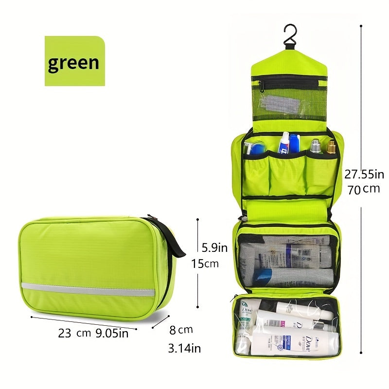 Durable, waterproof hanging toiletry bag, keeping your bathroom essentials secure and organized on the go.