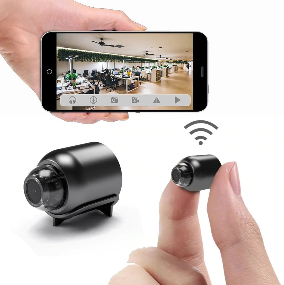 Compact HD Wi-Fi security camera with enhanced night vision, ideal for discreet home/office surveillance.