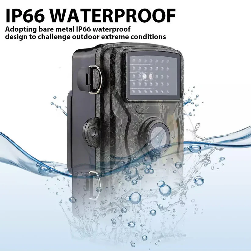 Durable outdoor wildlife camera with infrared night vision. Weatherproof trail camera for surveillance.