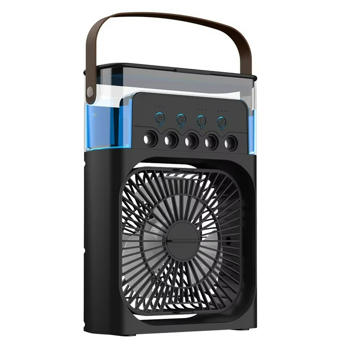 Portable 3-in-1 USB air cooler, fan, & humidifier for quiet personal cooling and home comfort.