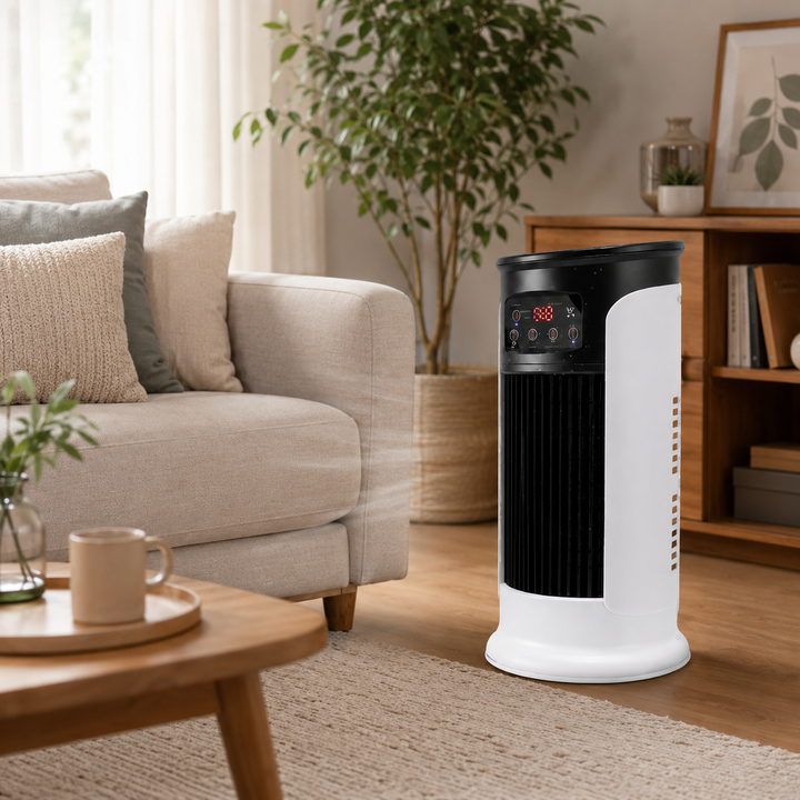 Compact portable air conditioner, energy efficient room cooler for bedroom/office, personal cooling, windowless AC.