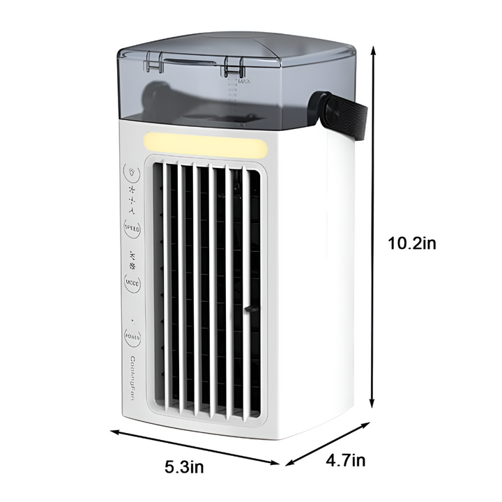 Personal compact cooling fan & portable air conditioner. Small, efficient device for instant summer comfort.