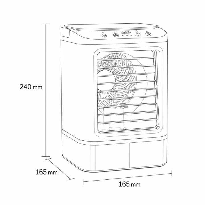 Efficient portable desk air cooler with misting & ice box. Delivers refreshing personal cooling quietly via USB.