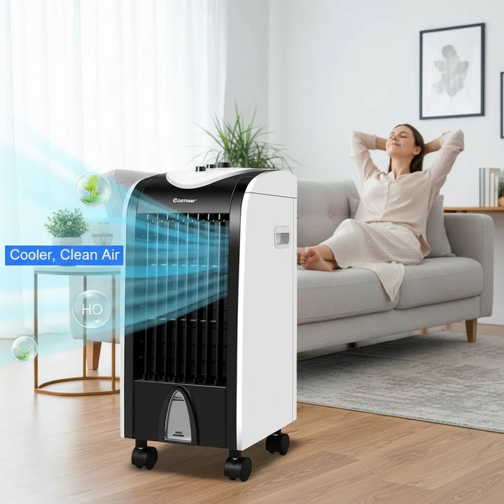 Personal evaporative swamp cooler. Compact and portable for efficient indoor cooling & comfort anywhere.