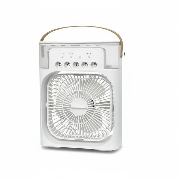 Compact portable mini air cooler, perfect for desk, office, or bedroom personal cooling. Energy-efficient relief.