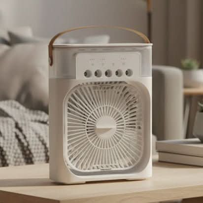 Personal mini air conditioner, a compact cooling device for individual comfort at home or office. Portable fan.
