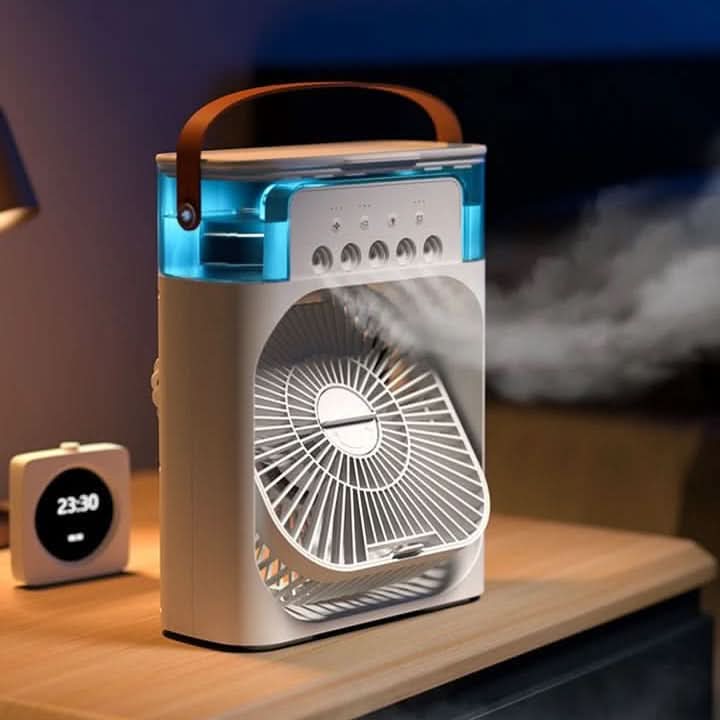 Energy-efficient portable mini air cooler. A compact cooling device for your desk, office, or travel comfort.