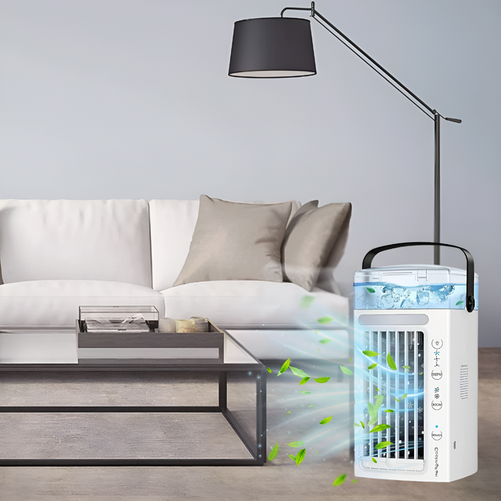 Sleek, lightweight personal air cooler with touch control, perfect for bedroom, office, or desk cooling.