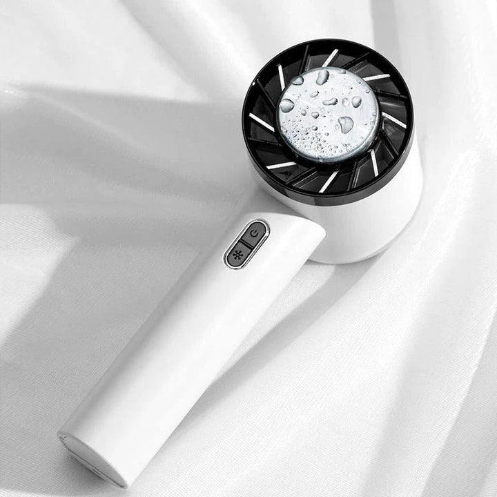 Rechargeable personal portable fan, compact USB-powered air cooler for desk, office, and outdoor use.