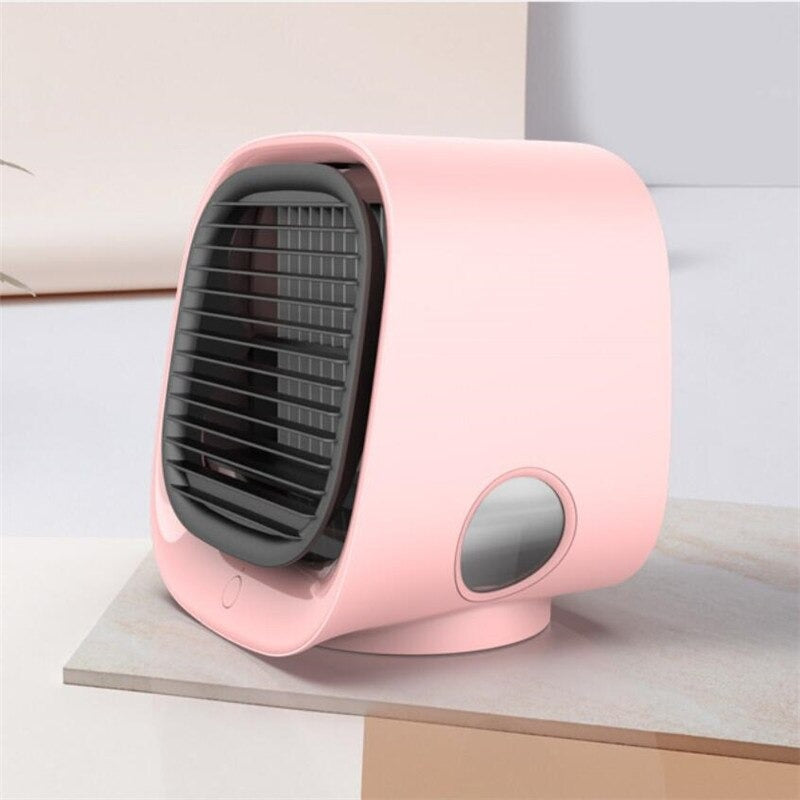Efficient personal cooling fan, ideal mini air conditioner for desk, office, bedroom, providing cool relief.