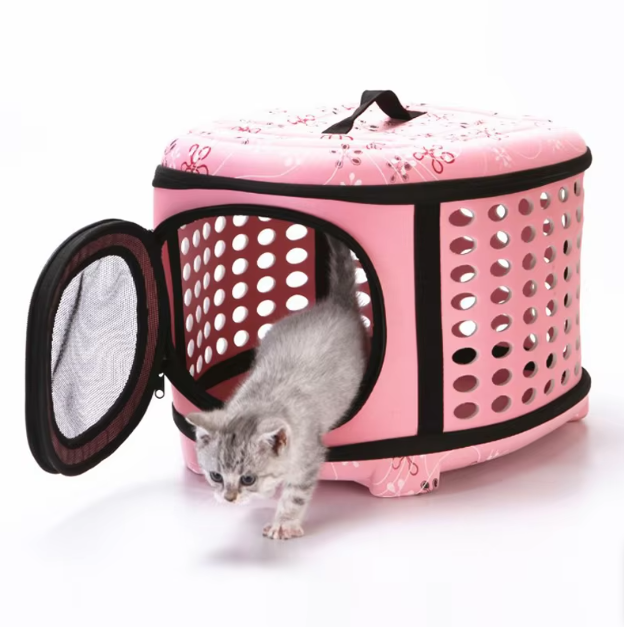 Compact ventilated cat carrier bag for safe & comfortable pet travel. Ideal small pet transport & accessories.