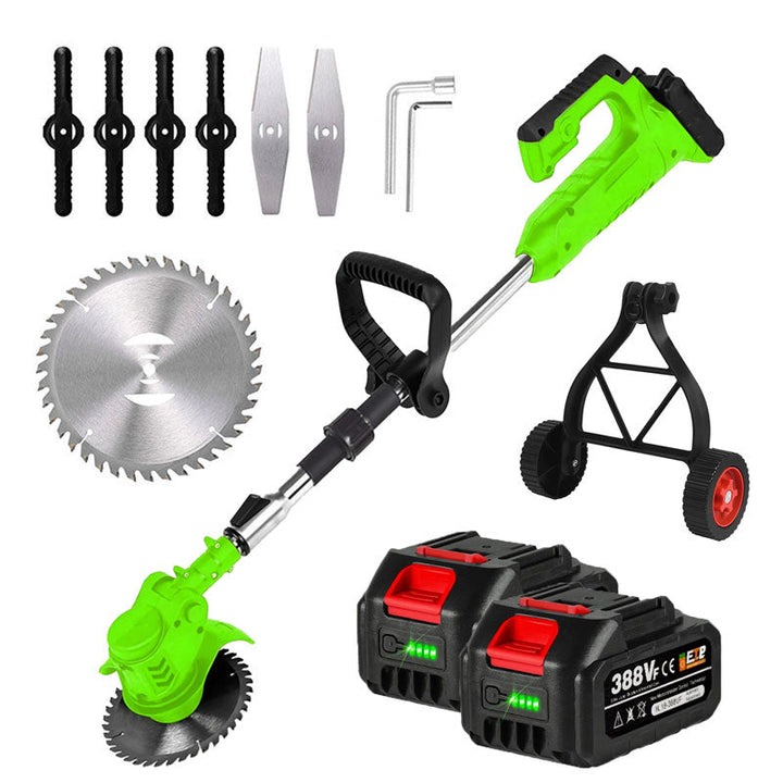 Cordless electric weed trimmer for garden & lawn care. Portable, adjustable grass trimmer for easy yard work.